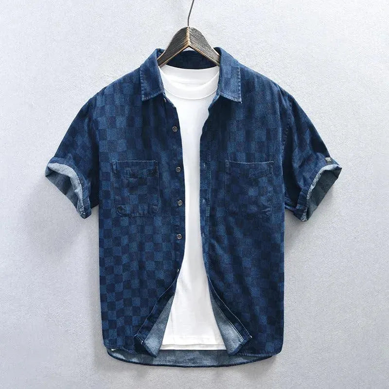 Levoire | Chemise en denim courte dans un style décontracté Bleu foncé