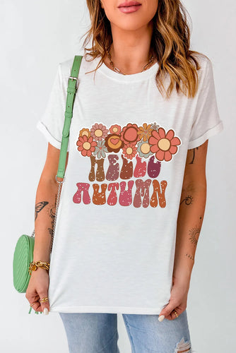 Levoire | Fleurs- & Lettres-graphique Col rond Manches courtes T-shirt