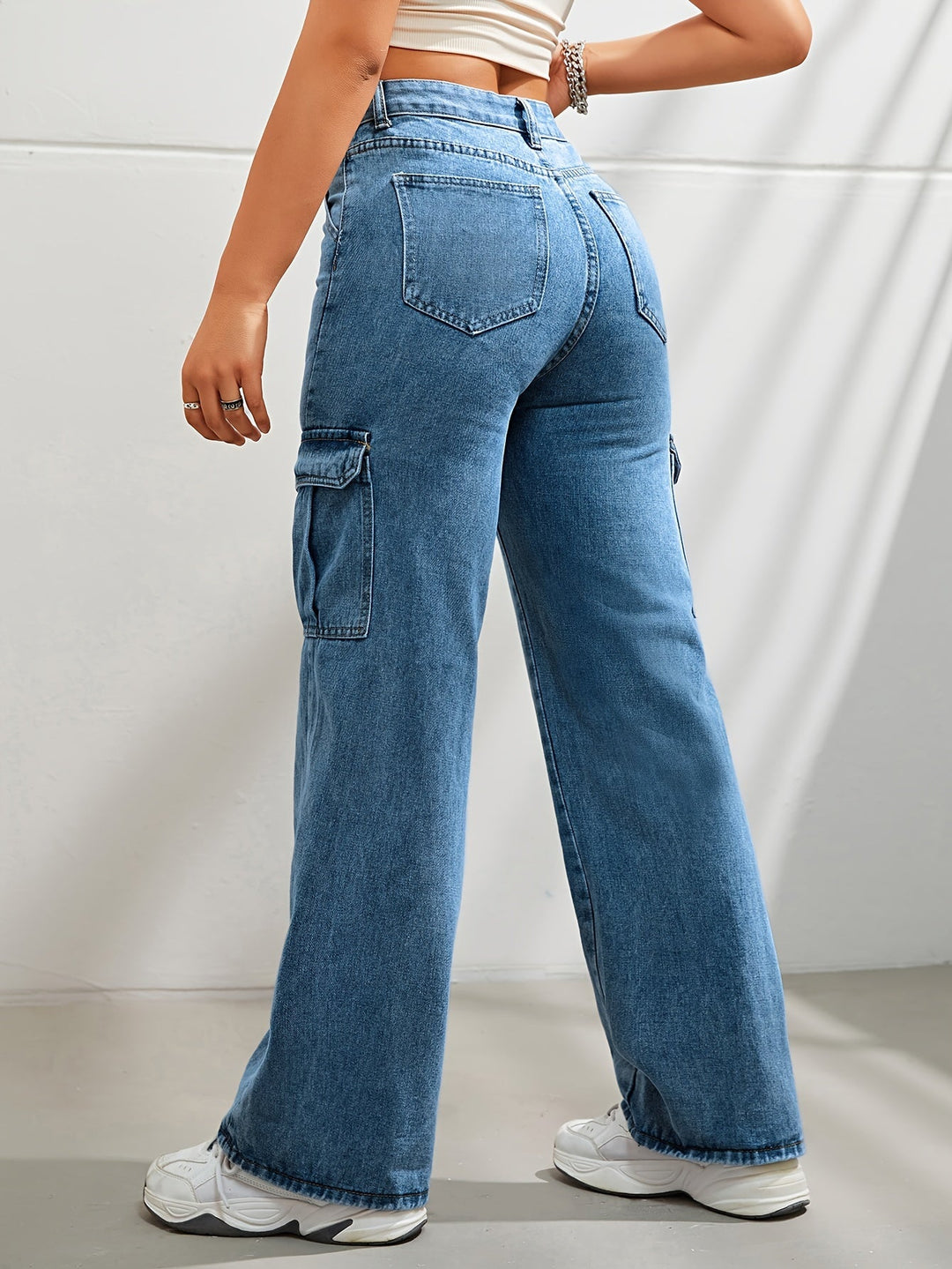 Levoire | Rennot Denim Cargo-Pantalons Avec Jambe Large Et Taille Haute