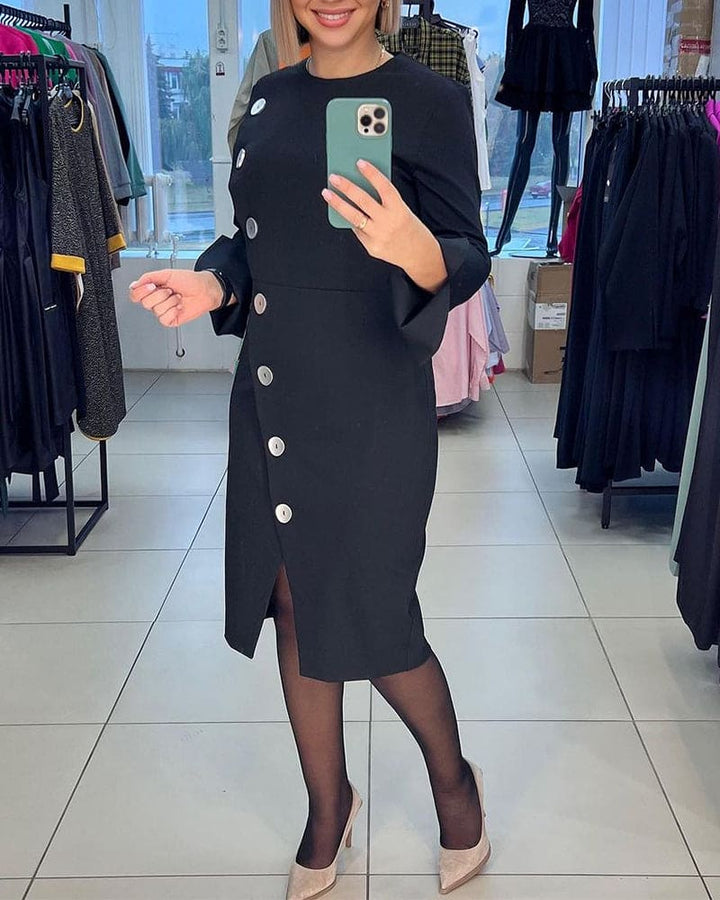 Levoire | Robe D'Une Couleur Avec Des Boutons Fermés