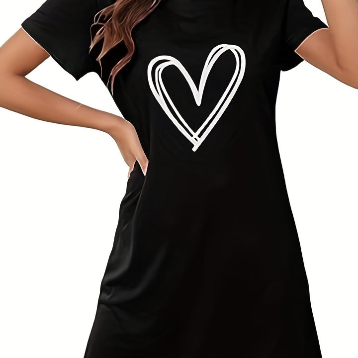 Levoire | Chemise De Nuit Avec Impression De Cœurs Et Manches Courtes