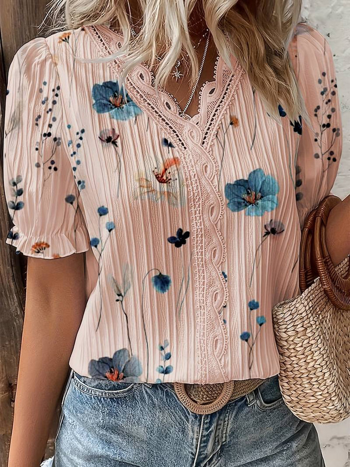Levoire | Blouse À Bordure En Dentelle Fleurie Orange
