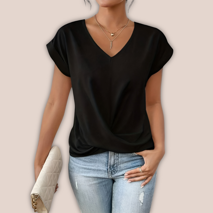 Levoire | T-Shirt D'Été Confortable À Encolure En V Noir