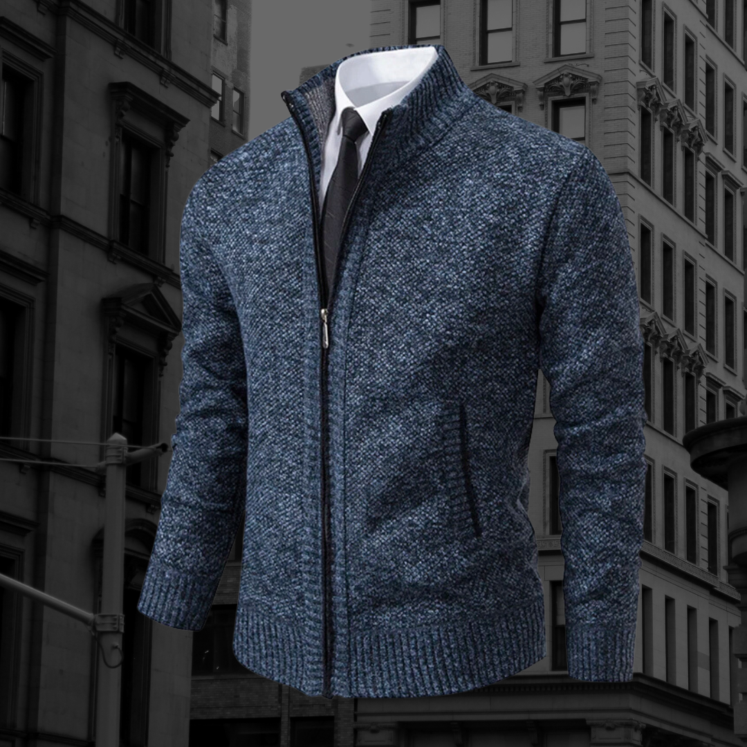 Levoire | Premium Col Roulé Cardigan Pour Hommes Bleu