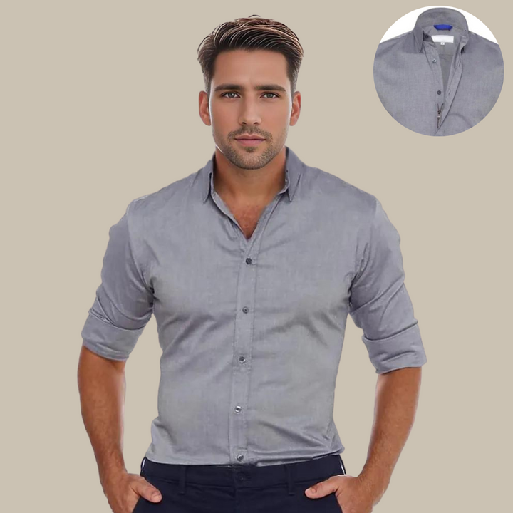 Levoire | Chemise Sans Plis Avec Fermeture Éclair gris