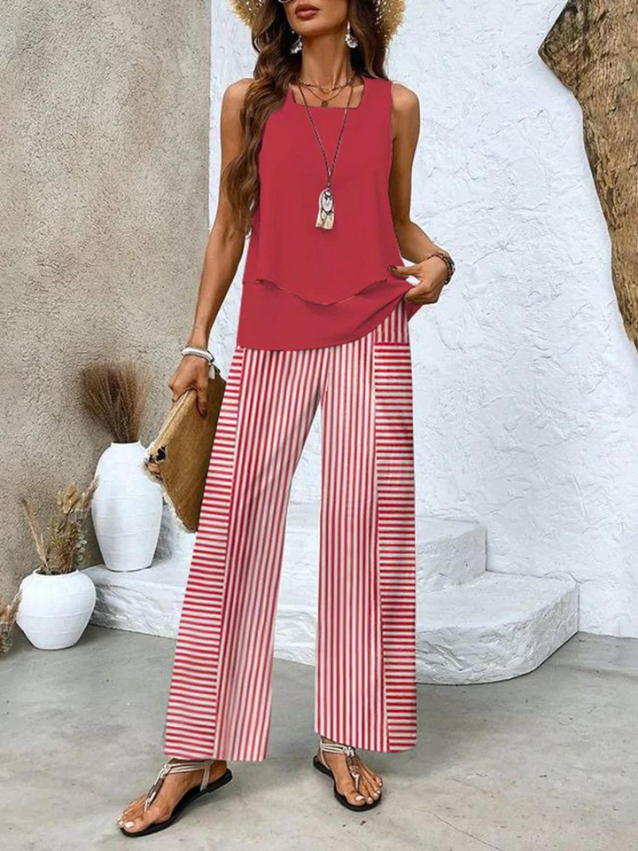 Levoire | Haut Sans Manches Et Pantalon Ample Pour Femmes Rot