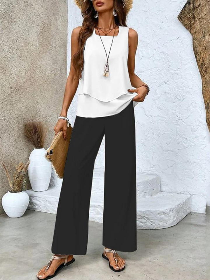 Levoire | Haut Sans Manches Et Pantalon Ample Pour Femmes Noir