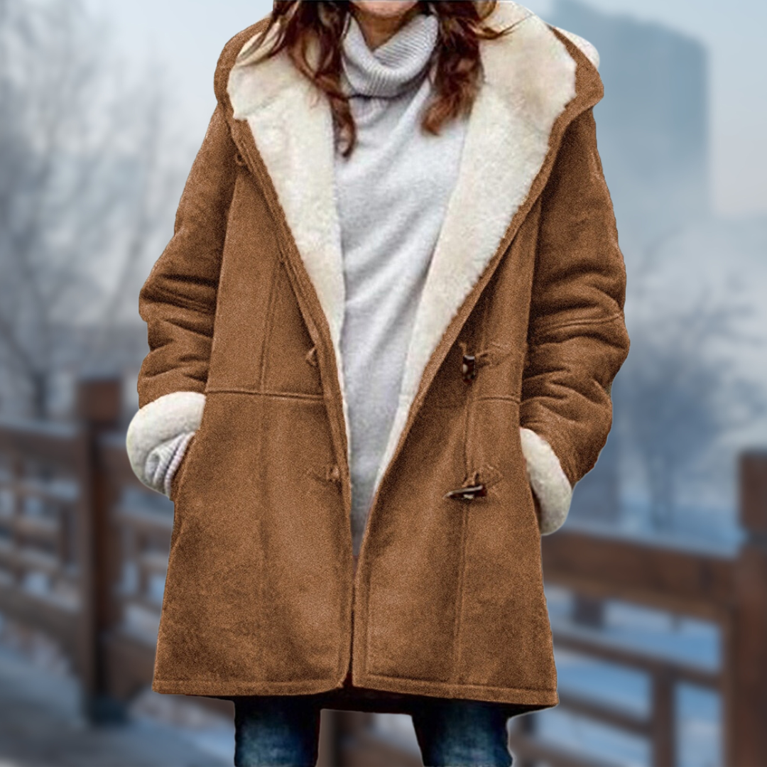 Levoire | Veste Polaire Longue Douce Et Confortable Pour Femmes Avec Capuche Khaki
