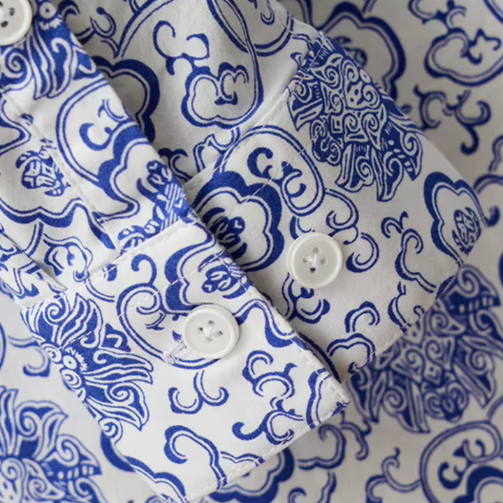 Levoire | Chemise Élégante Pour Hommes Avec Motifs Méditerranéens