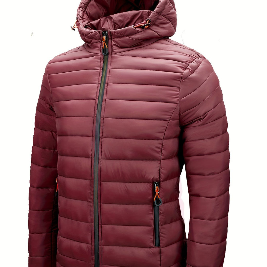 Levoire | Veste En Nylon Léger Matelassée Pour Hommes Avec Capuche Rouge foncé-A