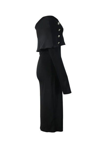 Levoire | Robe Longue À Épaules Dénudées Avec Boutons Décoratifs