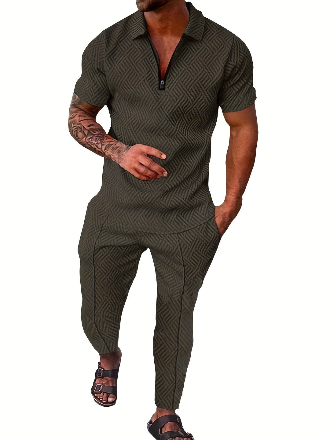 Levoire | Ensemble De Loisirs 2 Pièces Homme Avec Haut Et Pantalon vert olive 1