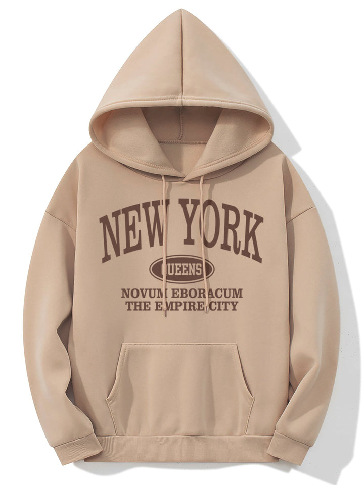 Levoire | Sweat À Capuche Avec Impression D'Imprimerie De New York Et Poche Kangourou Chameau