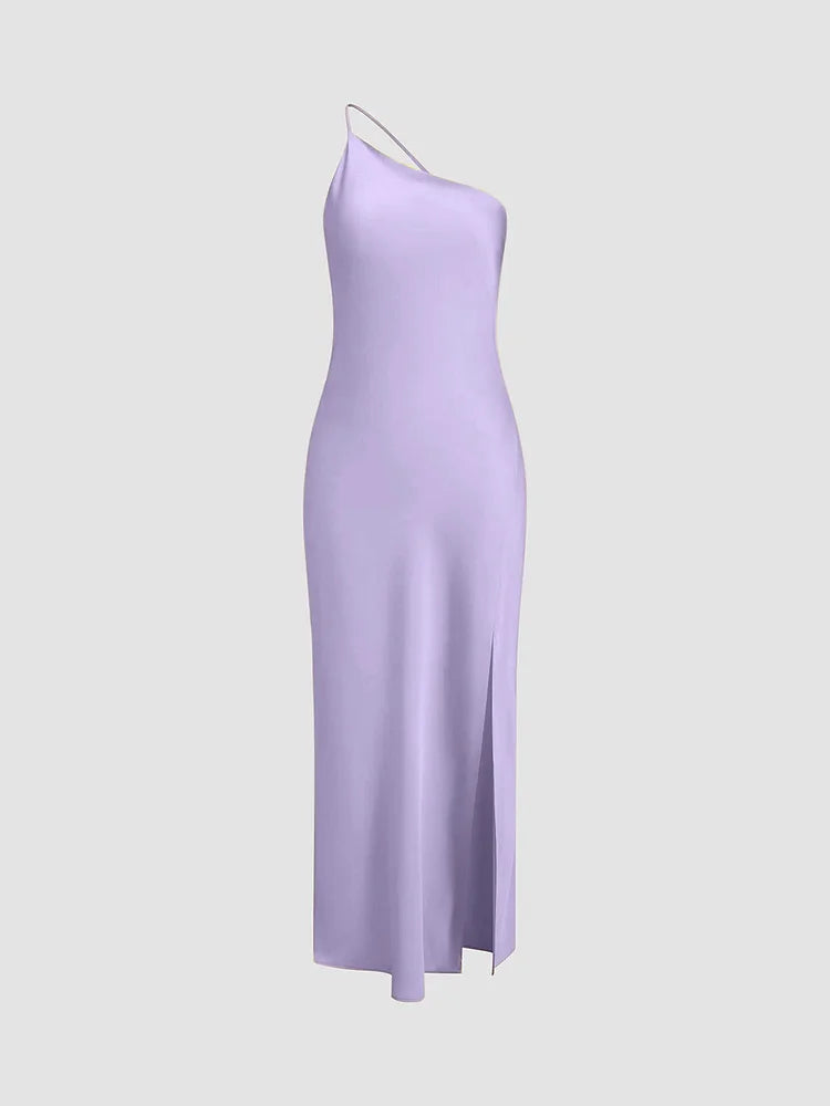 Levoire | Robe satin fendue élégante violet