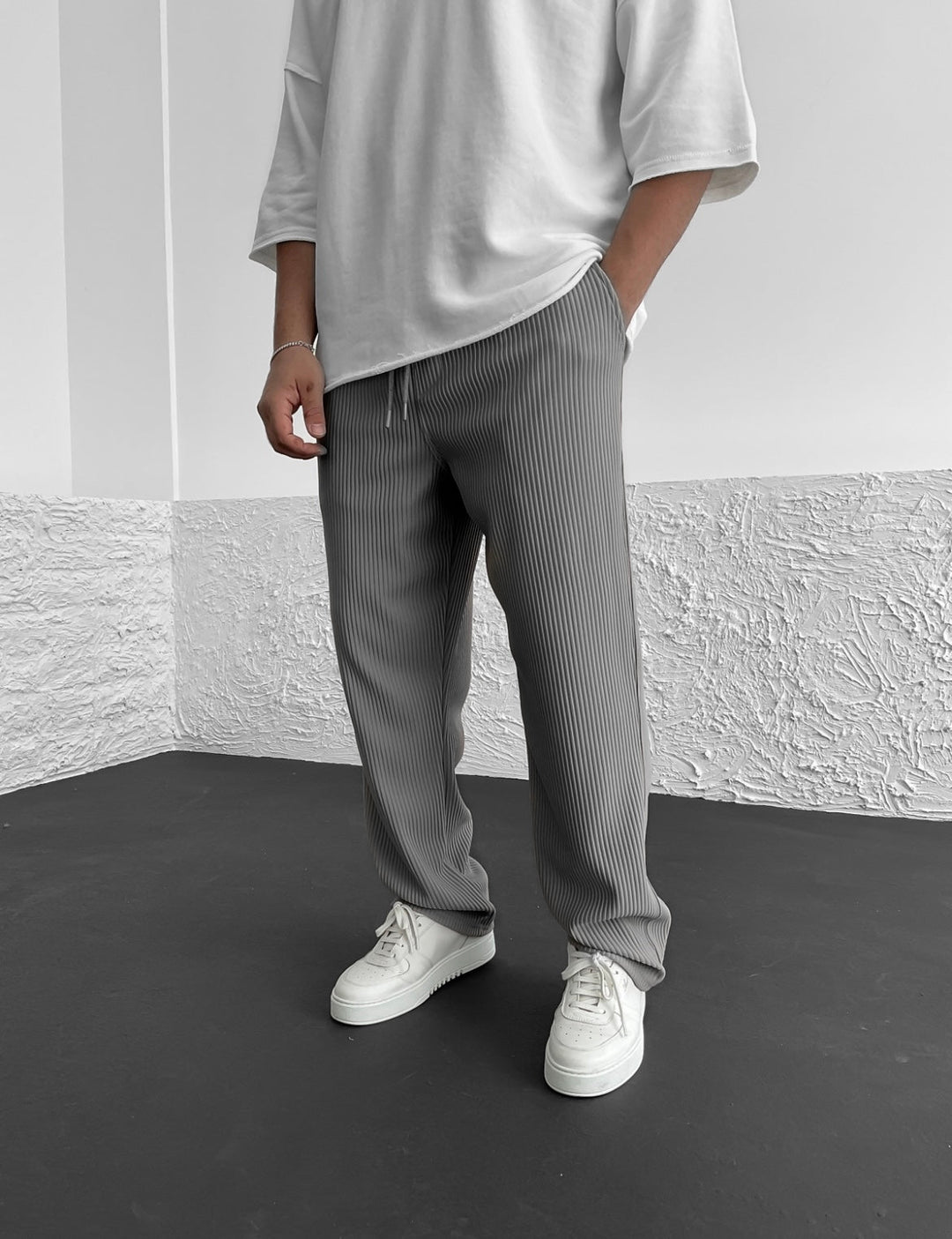 Levoire | Pantalon En Spandex Côtelé Gris