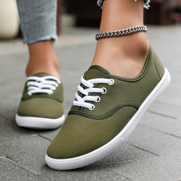 Levoire | Basses Chaussures En Toile Confortables Blanches Olive verte 1