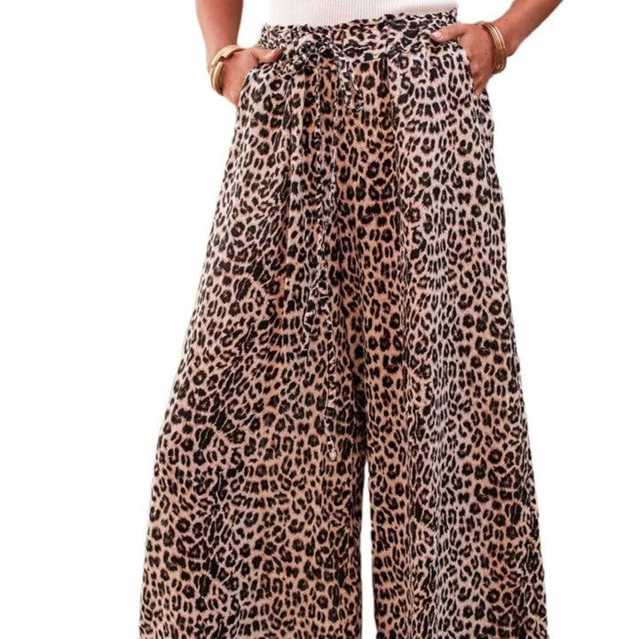 Levoire | Pantalons à larges jambes motif léopard avec poche