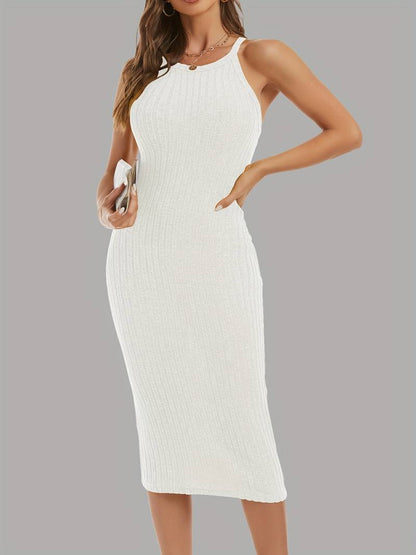 Levoire | Robe Midi Décontractée Avec Col Halter Blanc