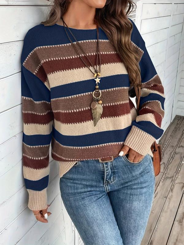 Levoire | Pull En Jersey Rayé Marine mélangé