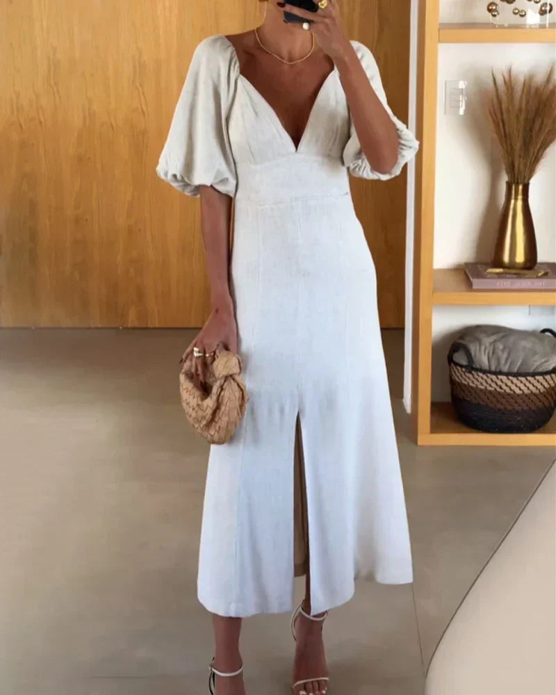 Levoire | Robe Midi En Lin Blanc