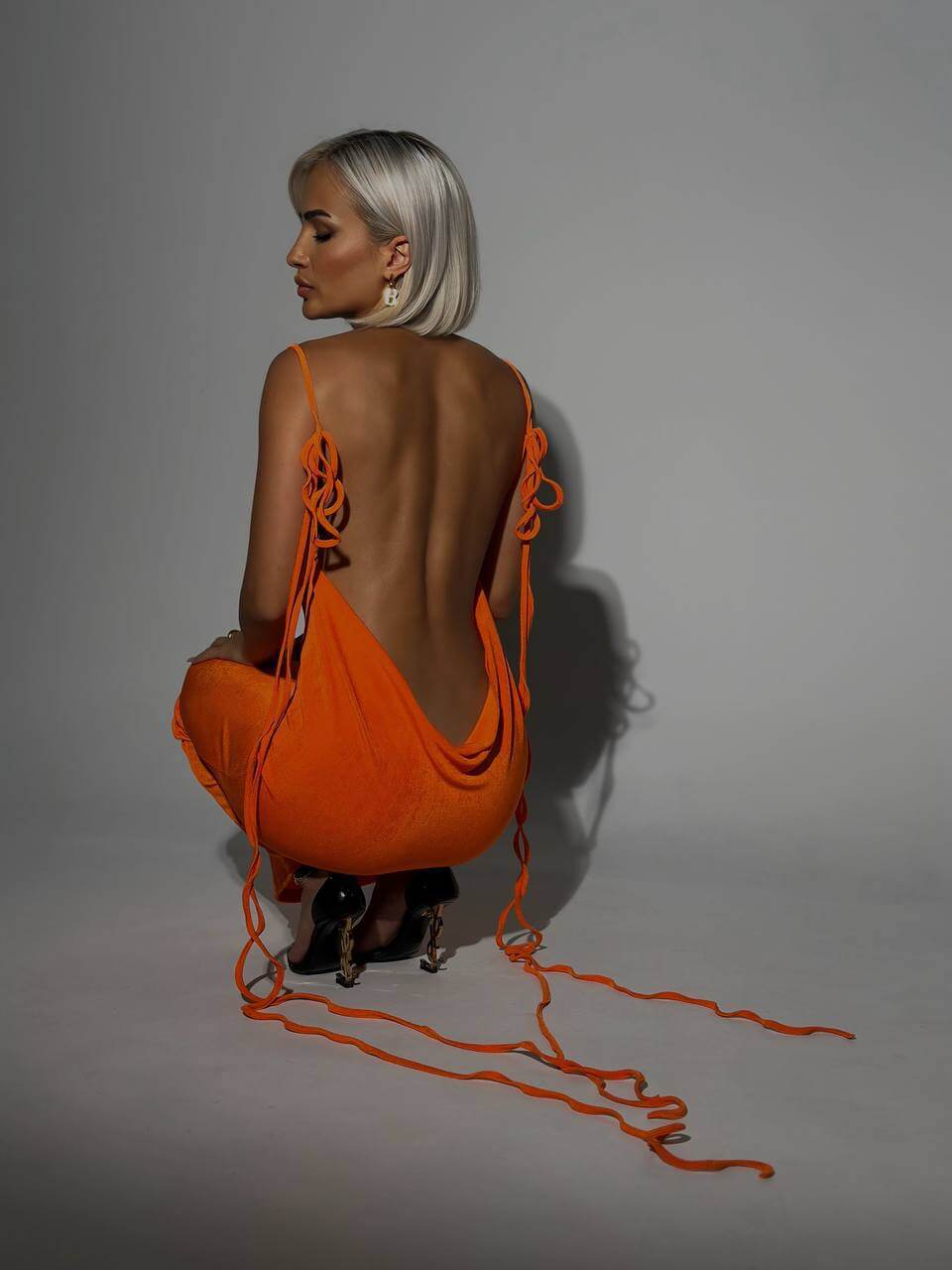 Levoire | Robe camisole dos nu intemporelle Orange Rouge