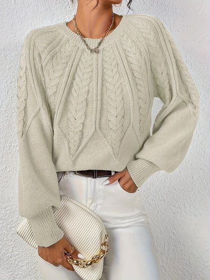 Levoire | Col Rond Pull En Tricot Élégant Beige