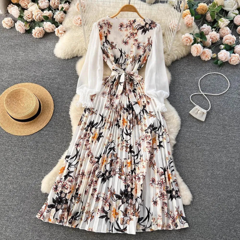 Levoire | Robe avec imprimé ethnique pour femmes, dotée d'un motif floral à nouer Fleurie blanche Taille libre