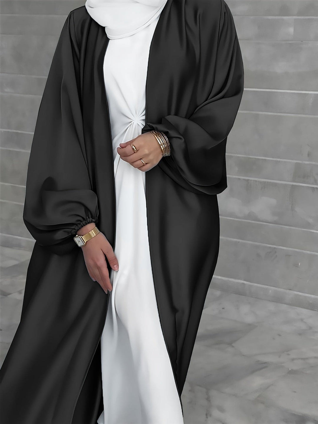 Levoire | Robe Abaya Élégante Avec Ceinture noir