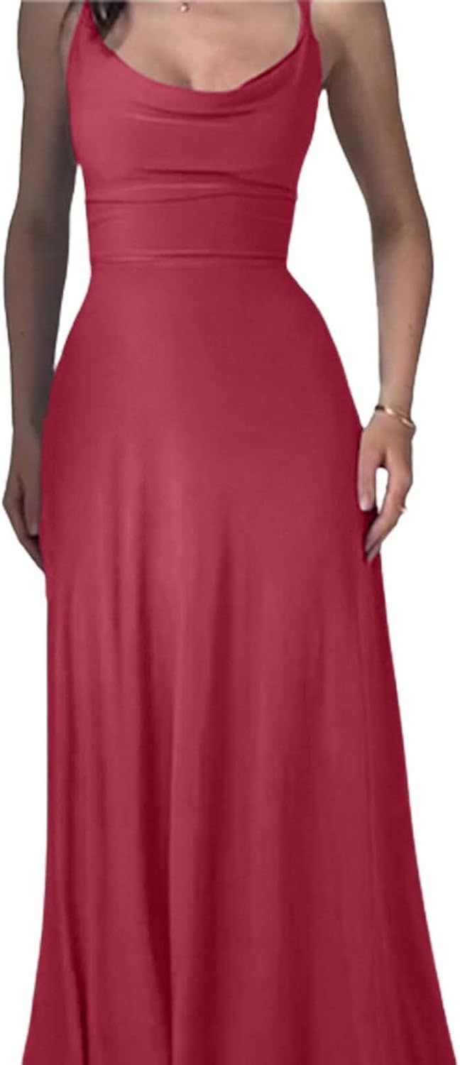 Levoire | Robe longue drapée dans le dos avec soutien-gorge intégré Rouge