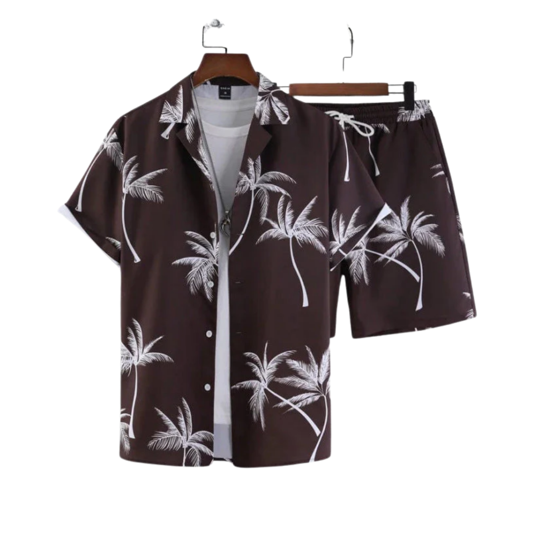 Levoire | Ensemble d'été deux pièces pour hommes Brun foncé