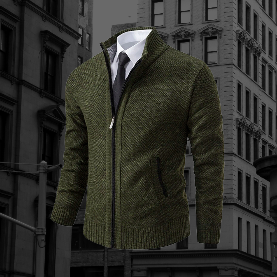 Levoire | Premium Col Roulé Cardigan Pour Hommes Vert
