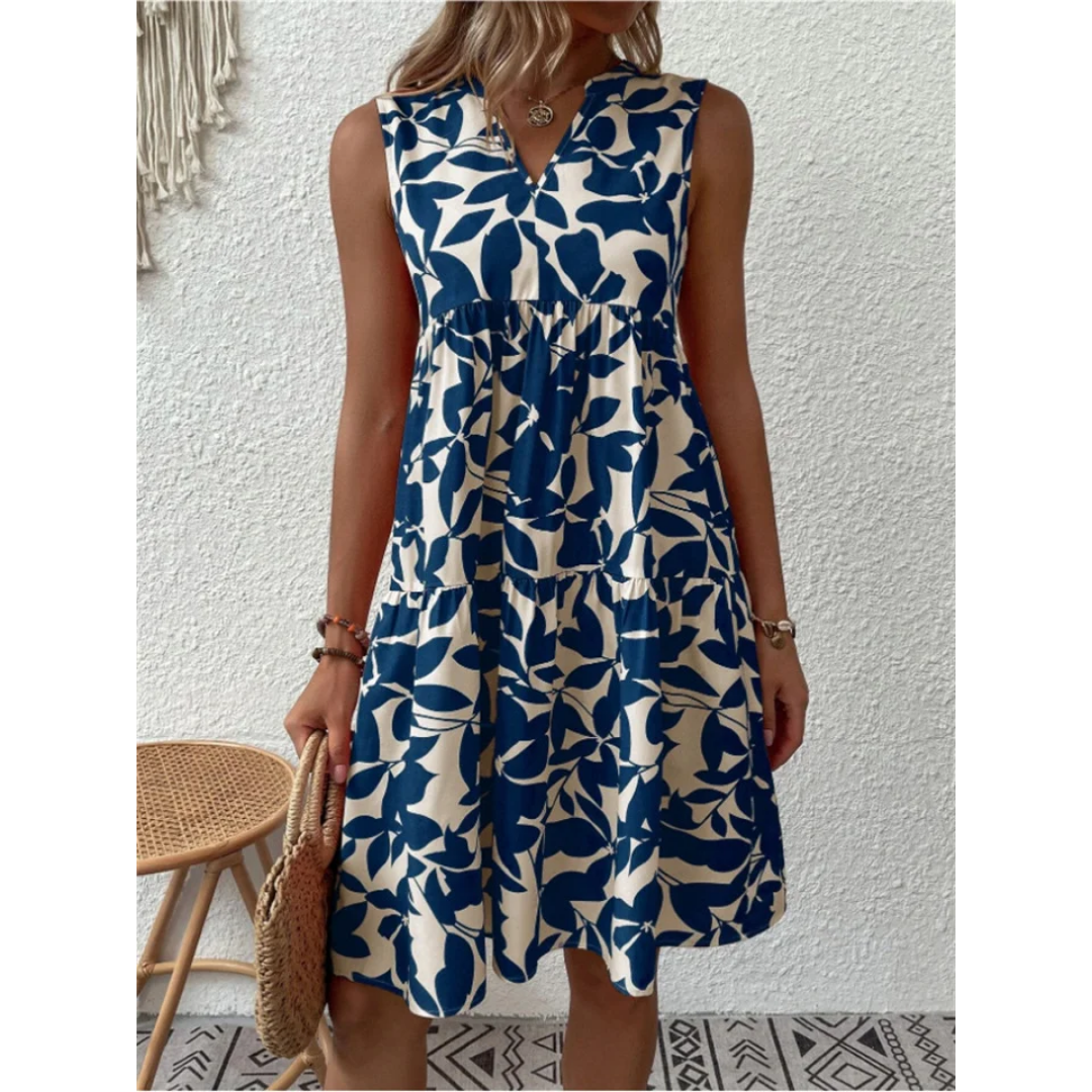 Levoire | Robe d'été à col en V pour femmes Bleu