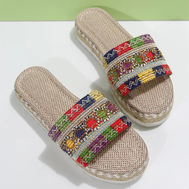 Levoire | Pantoufles De Luxe À Plateforme Boho Avec Détails Pour Femmes