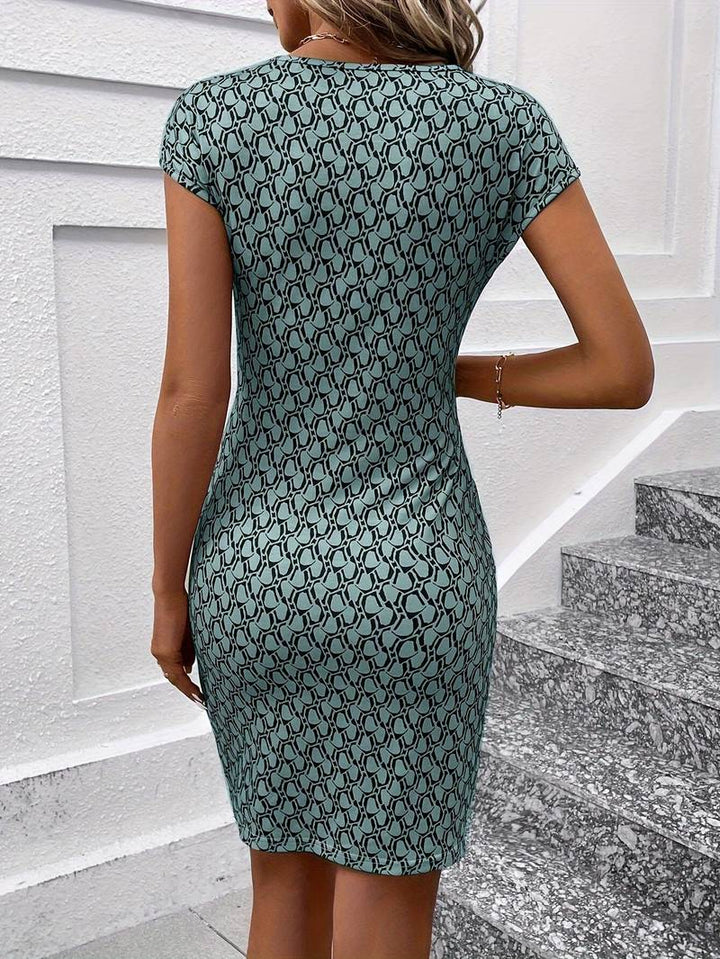 Levoire | Robe Tulipe À Manches Courtes Avec Imprimé Intégral
