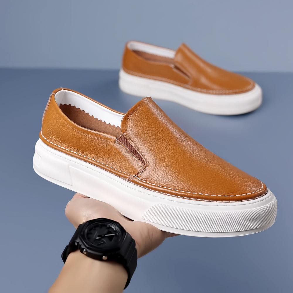 Levoire | Chaussures En Cuir Simples Pour Hommes Antidérapantes Avec Semelle En Caoutchouc Confortable 906 [Braun]