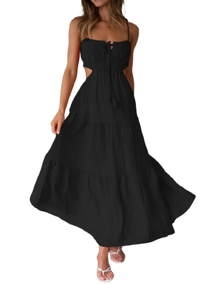 Levoire | Robe longue sans manches pour femme avec coutures et volants