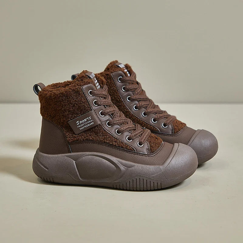 Levoire | Bottes Matelassées En Tissu Teddy Lisse Chaud Et Résistant Braun