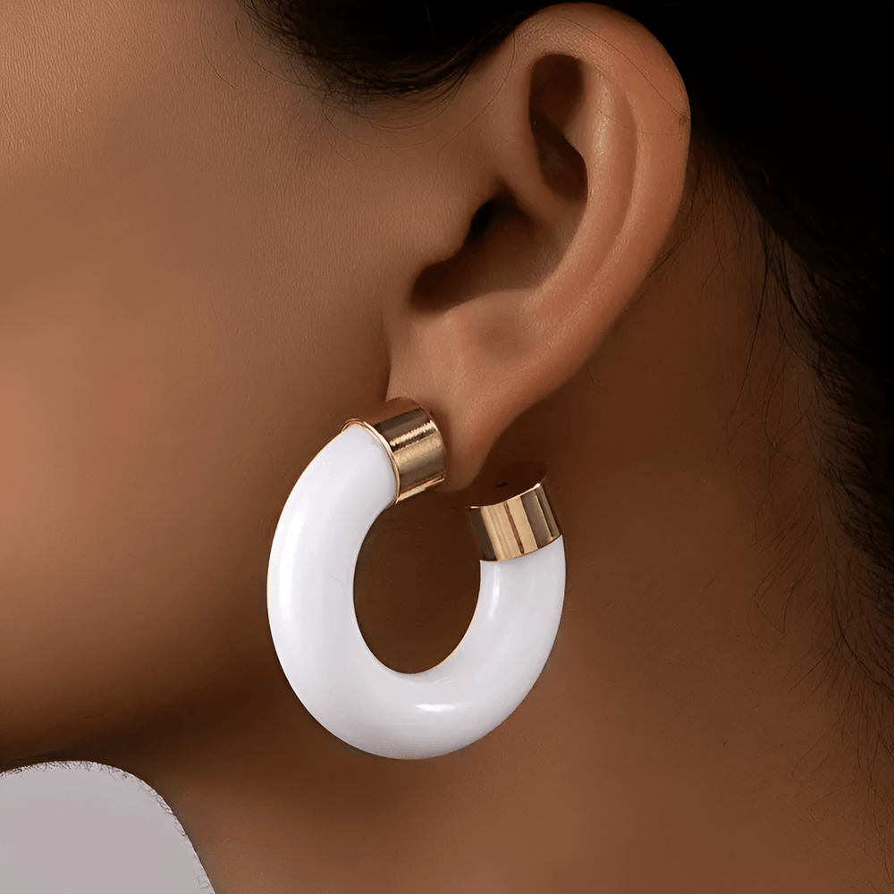 Levoire | Étoile Élégante Or Blanc Anneau Boucles D'Oreilles
