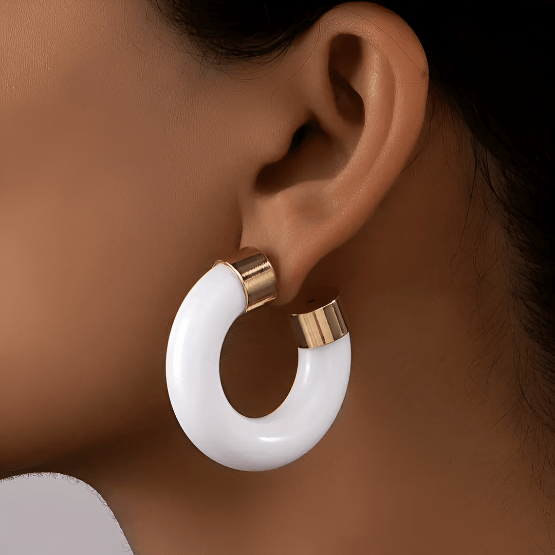 Levoire | Étoile Élégante Or Blanc Anneau Boucles D'Oreilles
