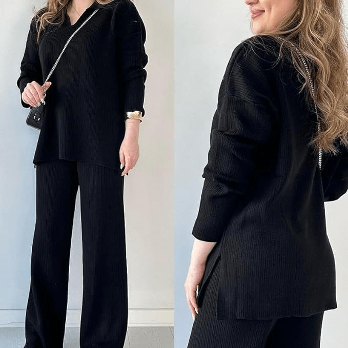Levoire | Élégant Ensemble Deux Pièces Fr Sans Effort Classe Noir