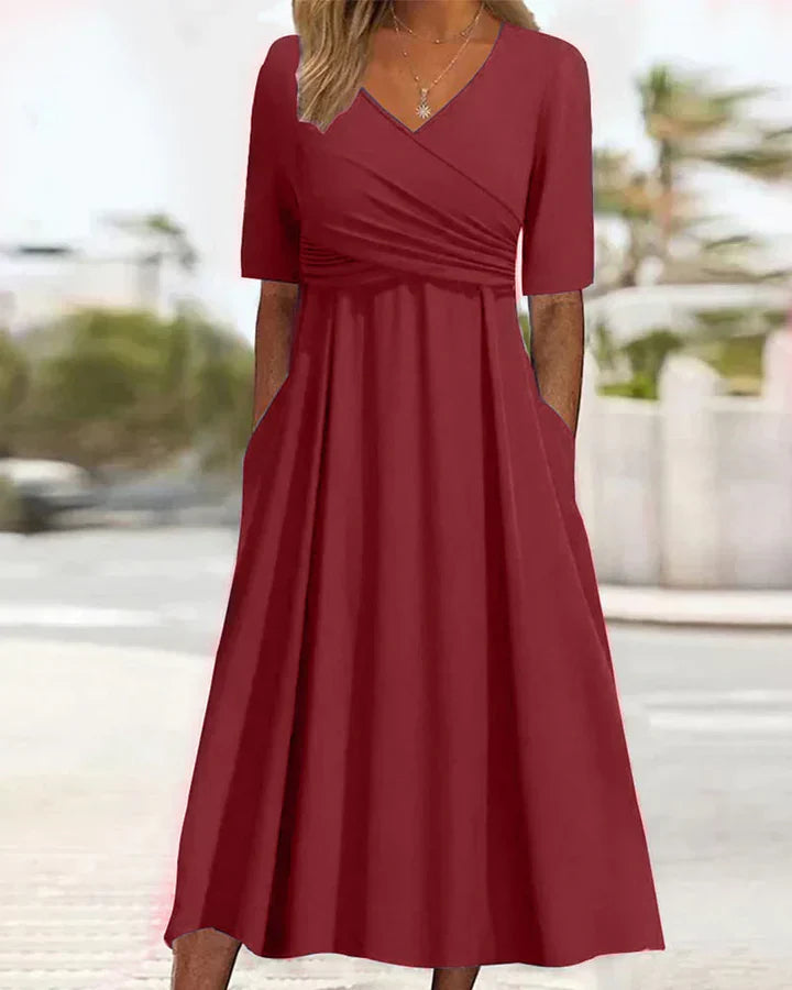 Levoire | Robe Mi-Longue Croisée Rot