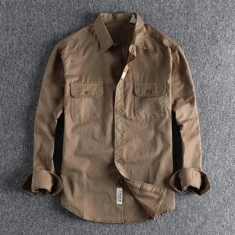 Levoire | Chemise à manches longues pour hommes multicolore Helles Kaki