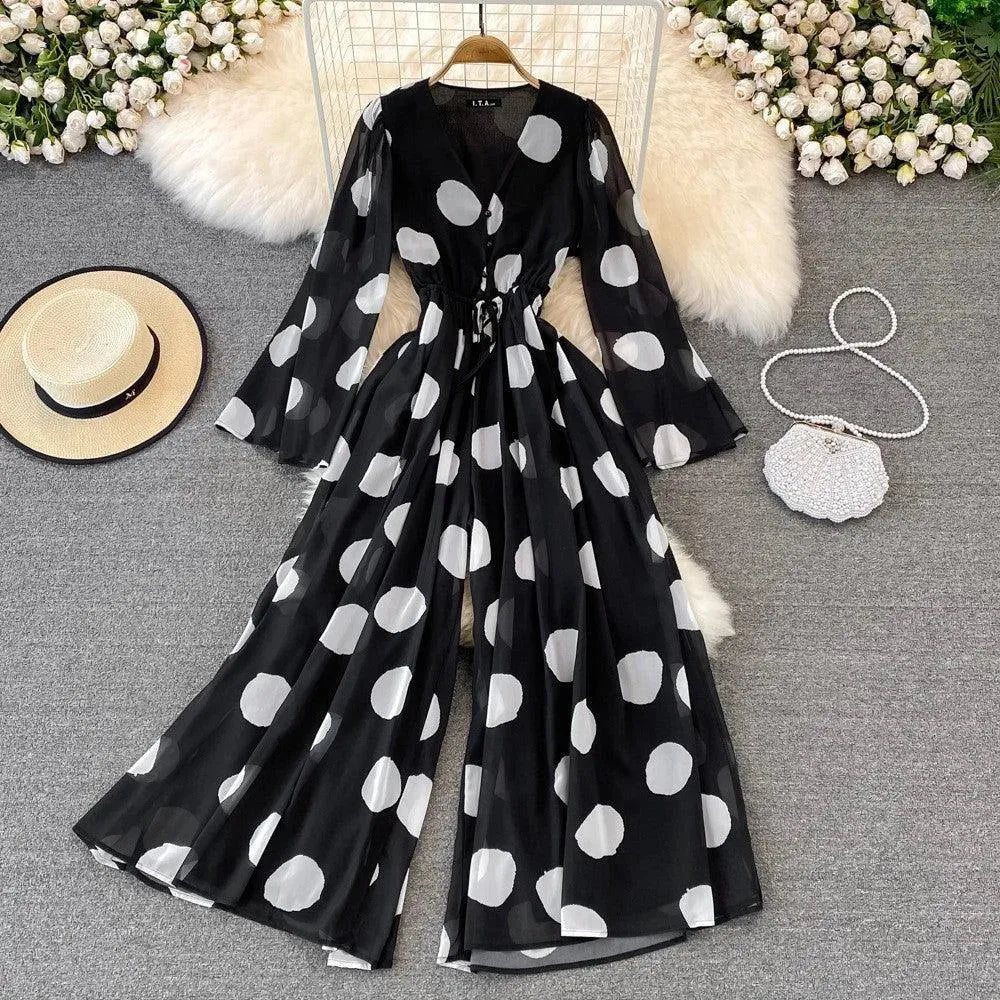 Levoire | Salopette à col V avec imprimé à pois Noir Une taille