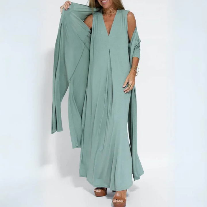 Levoire | Robe maxi minimaliste pour des soirées d'été détendues Vert