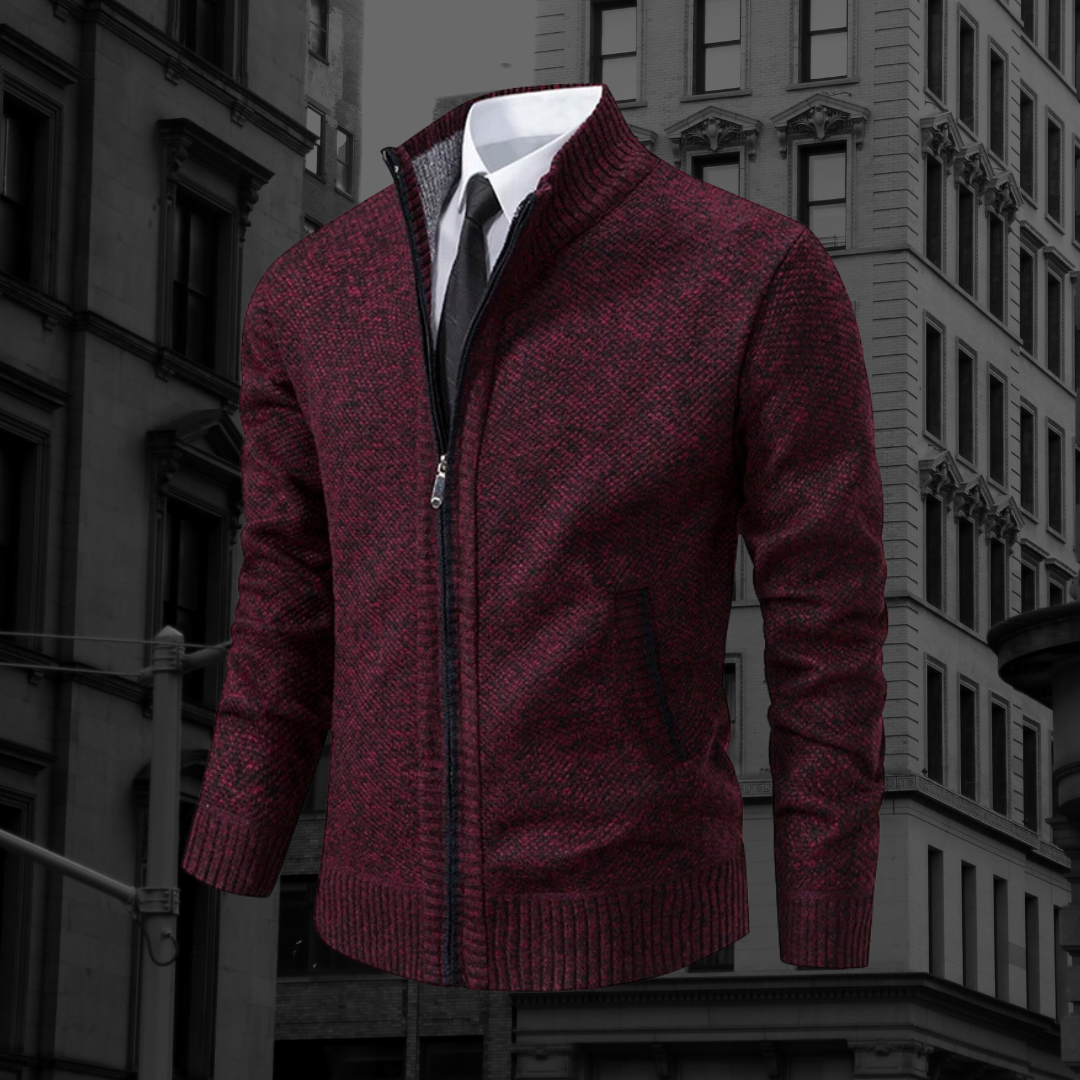 Levoire | Premium Col Roulé Cardigan Pour Hommes Rot