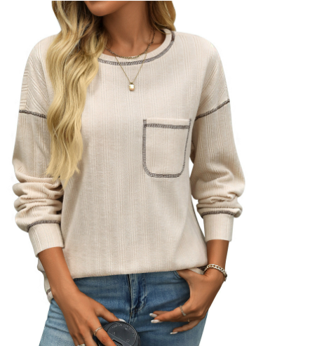 Pull décontracté pour femmes avec détails en volants et poches Levoire