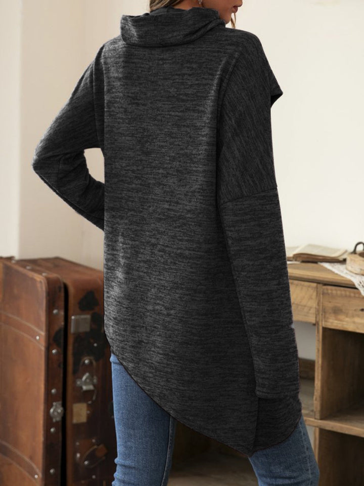 Levoire | Couture asymétrique à capuche col T-shirt à manches longues