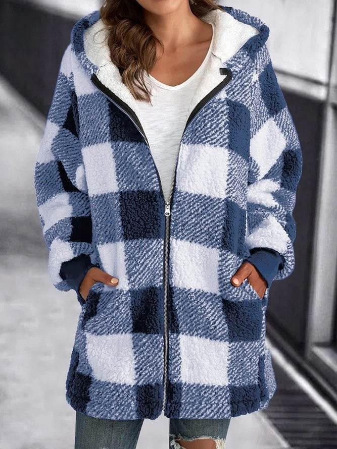 Levoire | Grande Taille Sweat À Capuche En Peluche Décontracté Veste Bleu