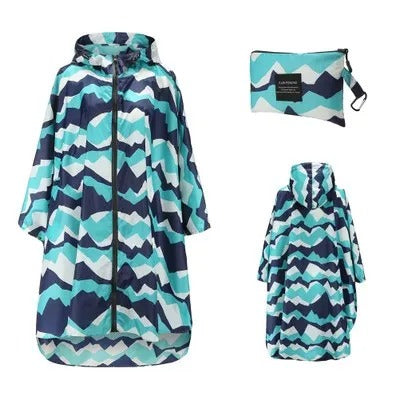 Levoire | Poncho Pour La Randonnée En Plein Air Bleu Blanc Une taille