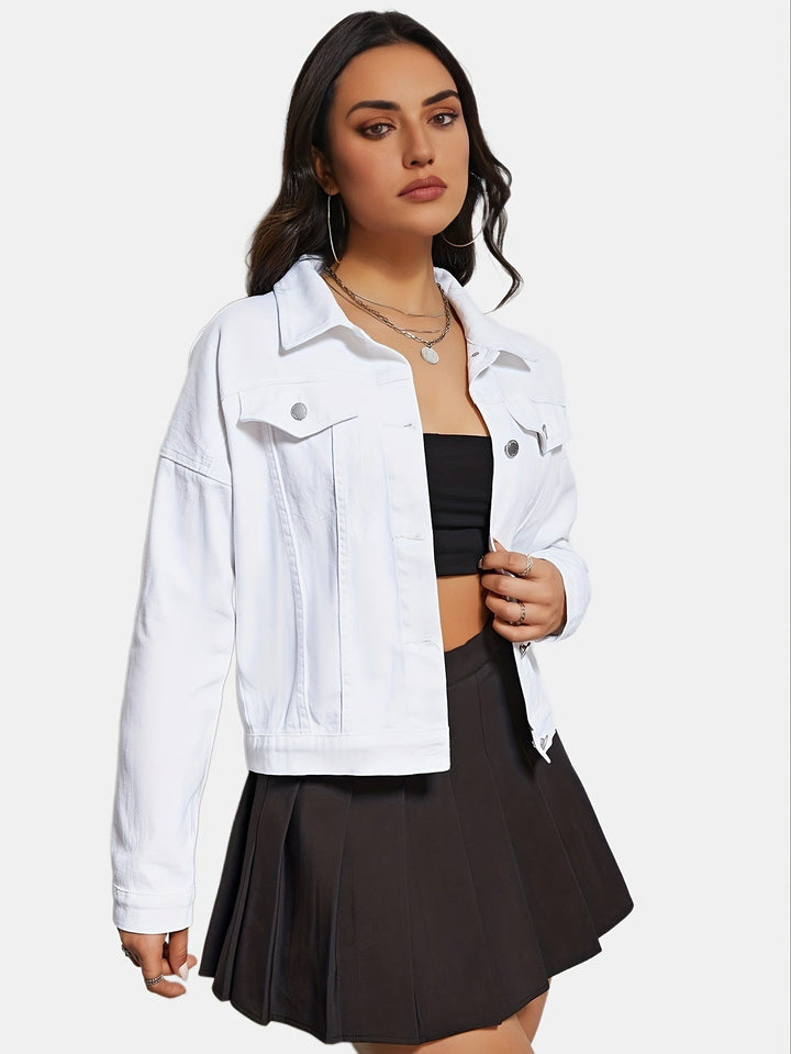 Levoire | Veste En Denim Bleu Clair Avec Des Paillettes Et Fermeture À Boutons